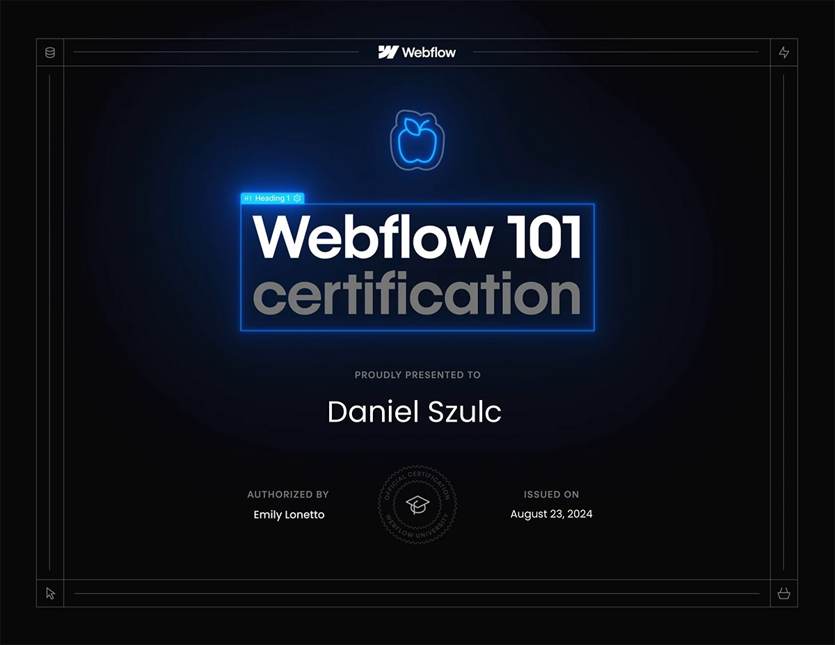 Certyfikat Webflow 101